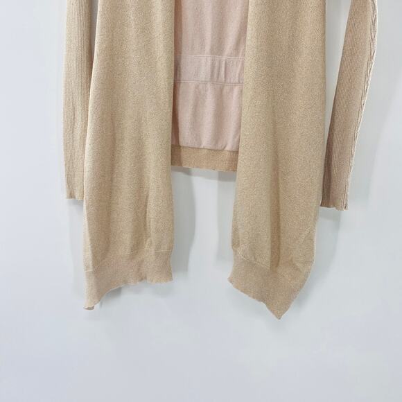 Diane von Furstenberg Open Front Cardigan Silk Cashmere Gold Shimmer Small Luxe - Picture 5 of 11